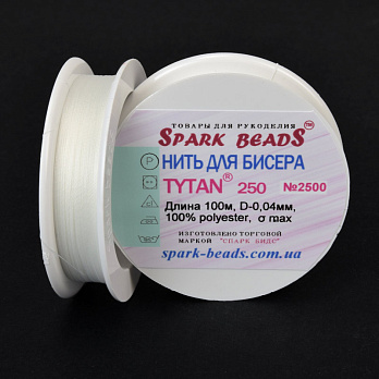 Нитка для бісеру Титан 250, Біла №2500, 100 м (MUL-059141)
