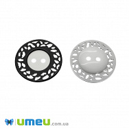 Гудзик пластиковий ажурний Круглий, 28 мм, Чорно-білий (PUG-046543)