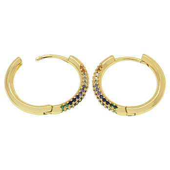 Сережки-кільця Huggie Позолота 18 kt зі стразами куб. цирконій, 20,5х20х2,5 мм (OSN-053096)
