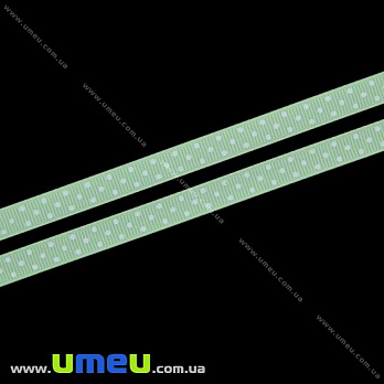 Репсовая лента в горошек, 10 мм, Салатовая (LEN-022443)