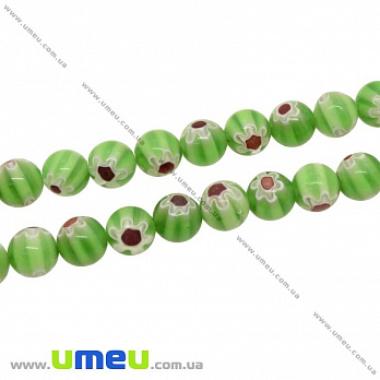 [Архів] Намистина Lampwork кругла, 10 мм, Салатова (BUS-002447)