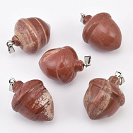 Підвіска Жолудь, Натур. камінь Яшма червона, 25х19 мм (POD-058593)