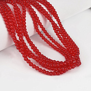 Намистини скляні прозорі, 4,5 мм, Круглі, Червоні (BUS-057239)