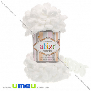 Пряжа Alize Puffy 100 г, 9,2 м, Біла 55 (YAR-034955)