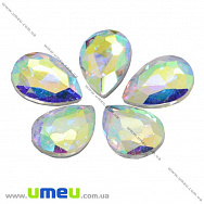 Ріволі скляний УЦЕНКА, Крапля гранована, 14х10 мм, Білий АВ (KAB-013227)