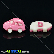 Гудзик пластиковий на ніжці Машинка, 17х11 мм, Рожевий (PUG-017814)