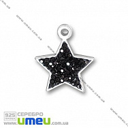 Підвіска з срібла 925 з кристалами Swarovski, Зірка чорна, 20х17 мм (POD-002159)