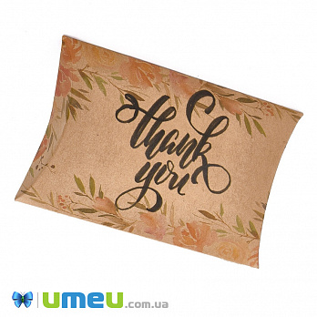 Збірна картонна коробочка, 12,5х8 см, Крафт, Thank you (UPK-042928)