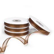 Стрічка з органзи з атласним кантом, 10 мм, Коричнева (LEN-056777)