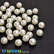 Намистина пластикова Кругла Перли, 6 мм, Кремова (BUS-049282)