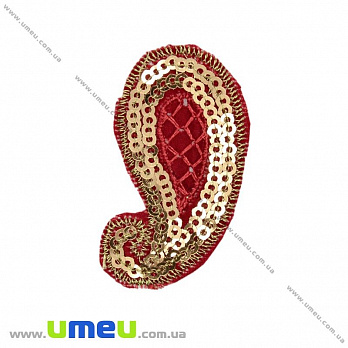 Термоаплікація з паєтками, 5х2,5 см, Червона (APL-021020)
