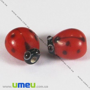 [Архів] Намистина Lampwork Божа корівка, 12х10х8 мм, Червона (BUS-002453)