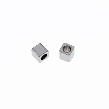 Бусина из нержавеющей стали Куб, 2,5 мм, Темное серебро (STL-055609)