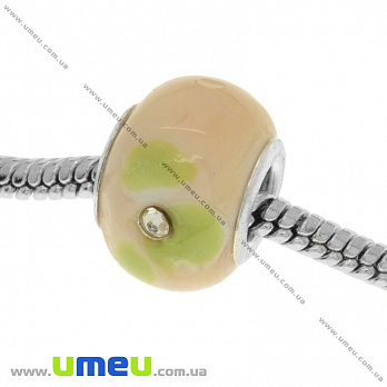 [Архів] Намистина PANDORA Lampwork, 14х10 мм, Бежева, Срібло (BUS-018991)