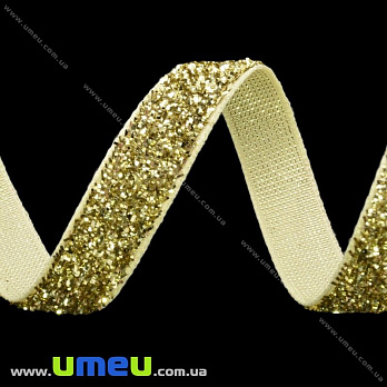 Стрічка оксамитова з люрексом, 10 мм, Золотиста (LEN-027260)