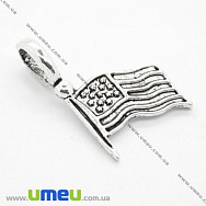 Підвіска метал. Американський прапор, 22х14 мм, Античне срібло (POD-004586)