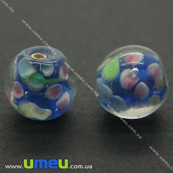 [Архів] Намистина Lampwork, 12 мм, Кругла, Синя (BUS-004536)