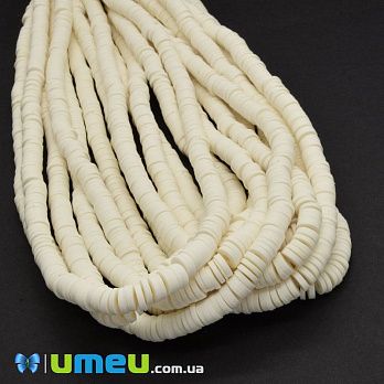 Намистини з полімерної глини, 6 мм, Молочні (BUS-044089)