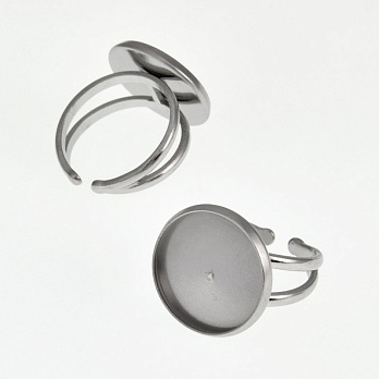 Кольцо из нерж. стали под кабошон 12 мм, Темное серебро (OSN-060533)