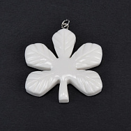 Підвіска Лист каштана з полімерної глини, 33х29 мм, Білий (POD-059369)