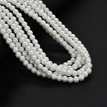 Намистини скляні Перли Premium, 6 мм, Білі, Круглі (BUS-033786)
