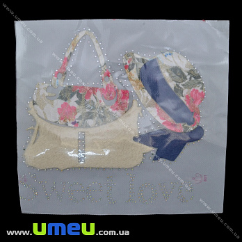 Термоаплікація зі стразами Дамська сумочка, 24х23 см (APL-035259)