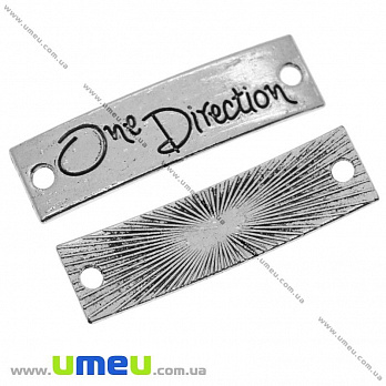 Конектор-пластина металевий One Direction, 39х11 мм, Античне срібло (KON-010891)