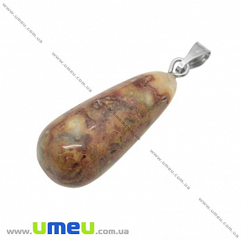 Подвеска Капля из натурального камня, Агат, 34х10 мм (POD-014457)
