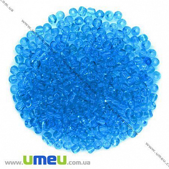 Бісер китайський великий, 6/0, Блакитний прозорий, 4 мм (BIS-008633)