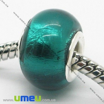 [Архів] Намистина PANDORA Lampwork, 14х10 мм, Смарагдова, Срібло (BUS-007387)