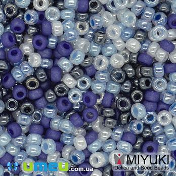 Бісер японський Miyuki круглий RR 11/0 №MIX80, Мікс синій (BIS-045558)