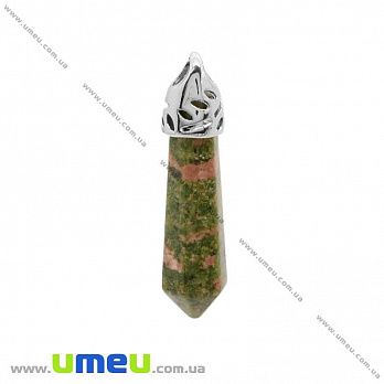 Подвеска из натурального камня Кристалл, Унакит, 36х8 мм (POD-031856)