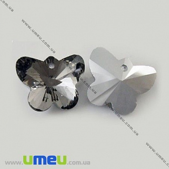 Підвіска скляна Метелик, Сіра, 15х12х8 мм (POD-001302)