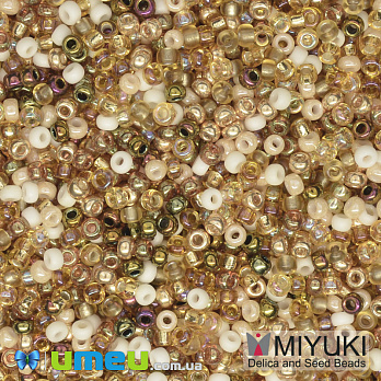 Бісер японський Miyuki круглий RR 11/0 №MIX22, Мікс золотистий (BIS-039796)