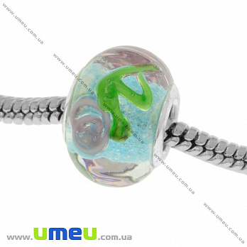 [Архів] Намистина PANDORA Lampwork, 14х10 мм, Блакитна, Срібло (BUS-019005)