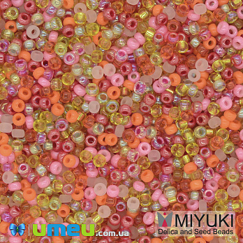 Бісер японський Miyuki круглий RR 11/0 №MIX19, Мікс червоно-помаранчевий (BIS-040545)