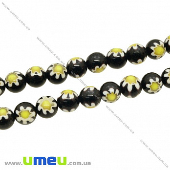 [Архів] Намистина Lampwork кругла, 10 мм, Чорна (BUS-002452)
