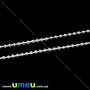 Намистини на нитці, 2 мм, Сріблясті (LEN-021199)