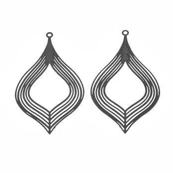 Подвеска из нерж. стали Листик, 39х22 мм, Серая (STL-059163)