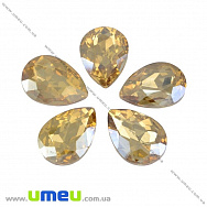 Ріволі скляний, Крапля гранована, 18х13 мм, Світло-бежевий (KAB-001991)