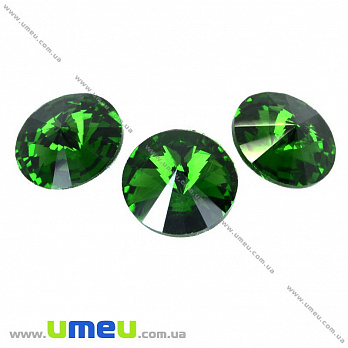 Ріволі скляний, Круглий гранований, 10 мм, Зелений (KAB-013253)