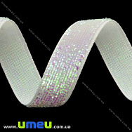 Стрічка оксамитова з люрексом, 10 мм, Біла (LEN-017382)