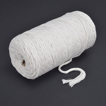 Шнур для макраме хлопковый, 4-5 мм, Белый (LEN-063014)