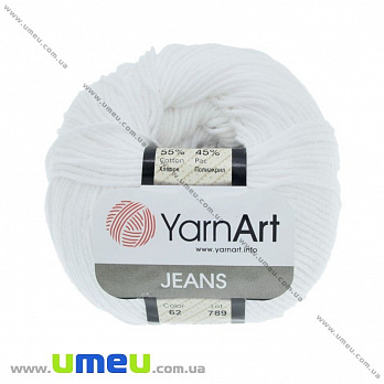 Пряжа YarnArt Jeans 50 г, 160 м, Біла 62 (YAR-025294)