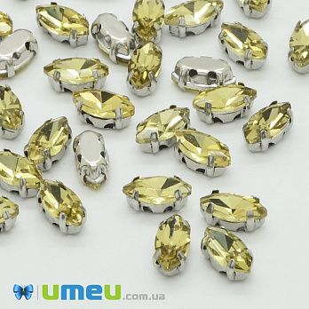 Шатон човник 8х4 мм, Темне срібло, Жовтий (KAB-037917)