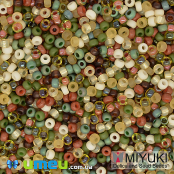 Бісер японський Miyuki круглий RR 11/0 №MIX07, Мікс коричнево-зелений (BIS-039793)