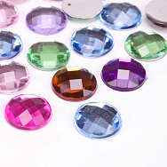 Кабошони пластикові, Круглі грановані, 14 мм, Мікс (KAB-012509)