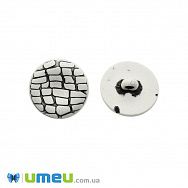 Гудзик пластиковий на ніжці лакований Круглий, 23 мм, Білий (PUG-046374)