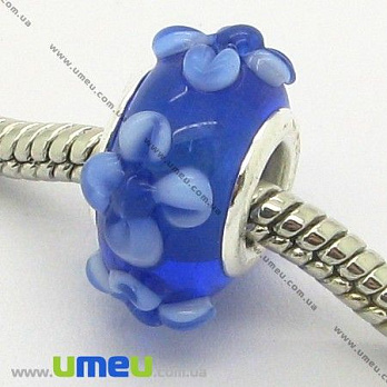 [Архів] Намистина PANDORA Lampwork, 15х10 мм, Синя, Срібло (BUS-005713)
