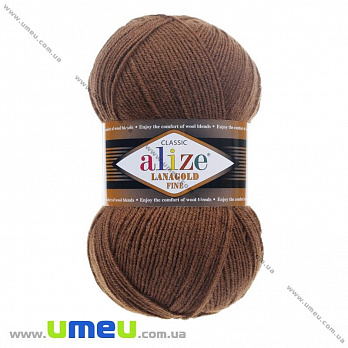 Пряжа Alize Lanagold Fine 100 г, 390 м, Коричнева 373 (YAR-029535)
